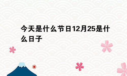 今天是什么节日12月25是什么日子