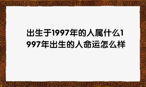 出生于1997年的人属什么1997年出生的人命运怎么样