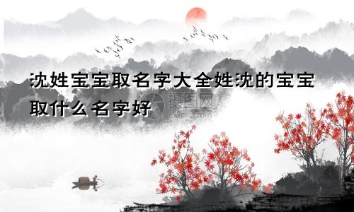 沈姓宝宝取名字大全姓沈的宝宝取什么名字好