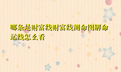 哪条是财富线财富线测命图解命运线怎么看