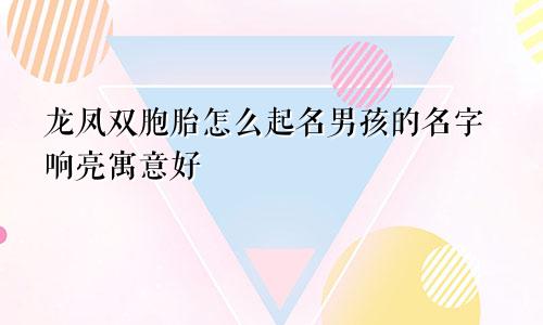 龙凤双胞胎怎么起名男孩的名字响亮寓意好