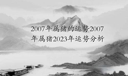 2007年属猪的运势2007年属猪2023年运势分析