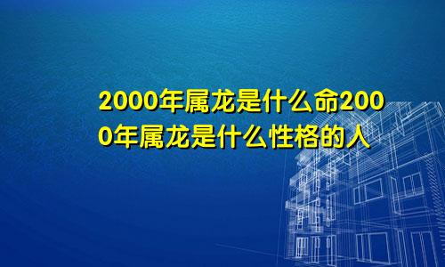 2000年属龙是什么命2000年属龙是什么性格的人