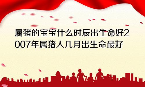 属猪的宝宝什么时辰出生命好2007年属猪人几月出生命最好