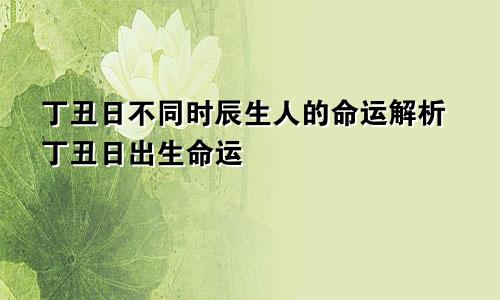 丁丑日不同时辰生人的命运解析丁丑日出生命运