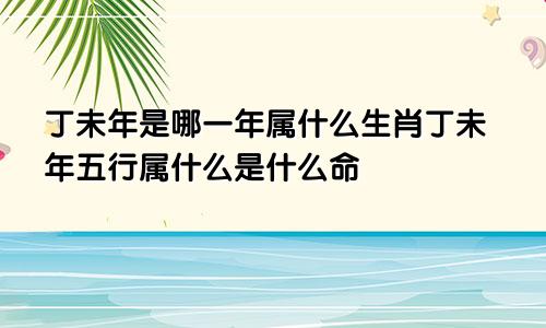 丁未年是哪一年属什么生肖丁未年五行属什么是什么命