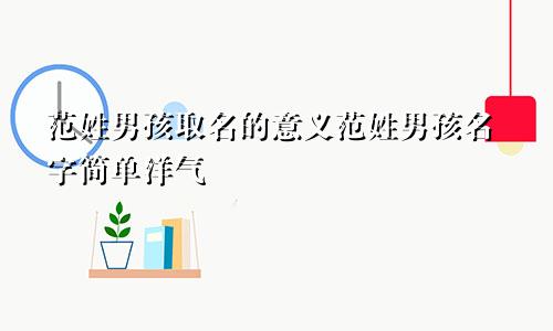 范姓男孩取名的意义范姓男孩名字简单洋气