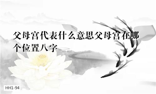 父母宫代表什么意思父母宫在哪个位置八字