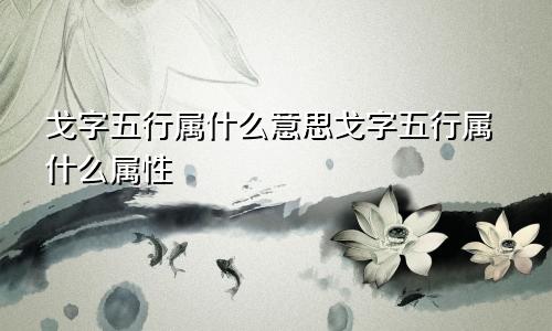 戈字五行属什么意思戈字五行属什么属性