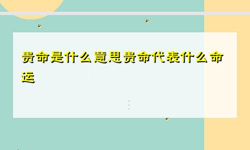 贵命是什么意思贵命代表什么命运