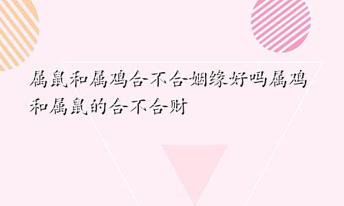 属鼠和属鸡合不合姻缘好吗属鸡和属鼠的合不合财