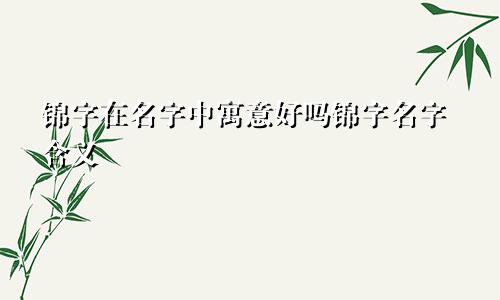 锦字在名字中寓意好吗锦字名字含义