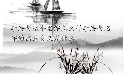 李浩哲这个名字怎么样李浩哲名字的寓意含义是什么