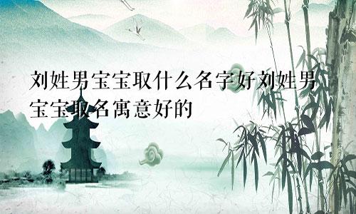 刘姓男宝宝取什么名字好刘姓男宝宝取名寓意好的