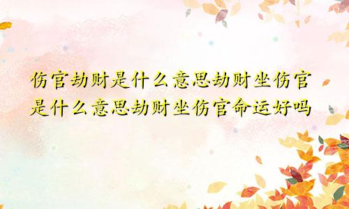 伤官劫财是什么意思劫财坐伤官是什么意思劫财坐伤官命运好吗