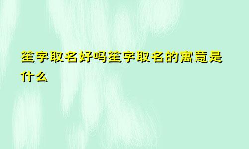 笙字取名好吗笙字取名的寓意是什么