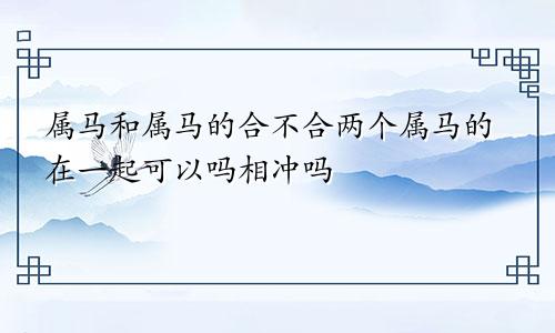 属马和属马的合不合两个属马的在一起可以吗相冲吗