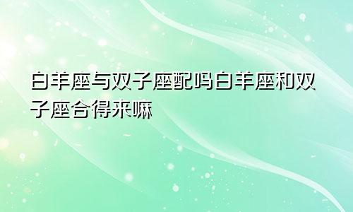 白羊座与双子座配吗白羊座和双子座合得来嘛