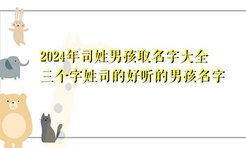 2024年司姓男孩取名字大全三个字姓司的好听的男孩名字