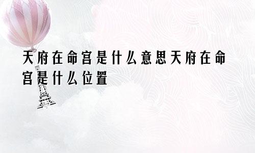 天府在命宫是什么意思天府在命宫是什么位置