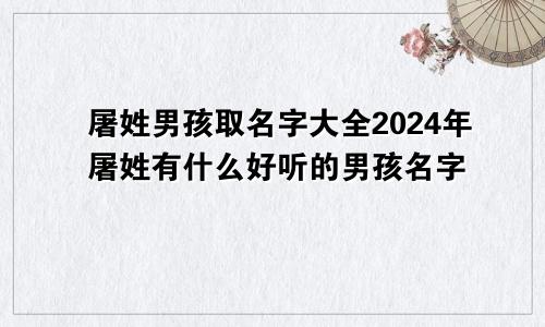 屠姓男孩取名字大全2024年屠姓有什么好听的男孩名字