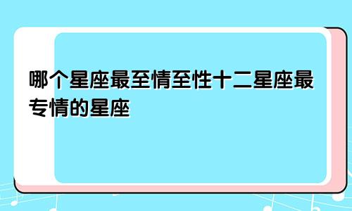 哪个星座最至情至性十二星座最专情的星座