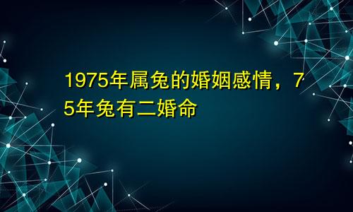 1975年属兔的婚姻感情，75年兔有二婚命