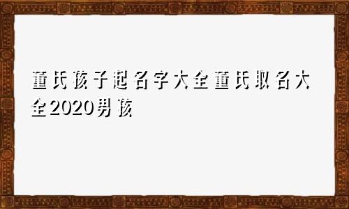 董氏孩子起名字大全董氏取名大全2020男孩