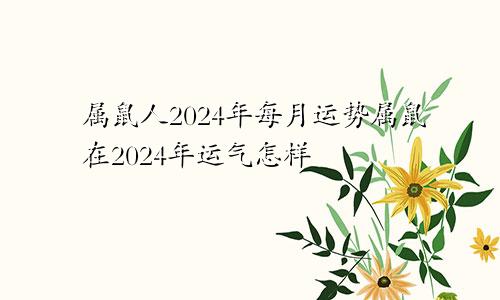 属鼠人2024年每月运势属鼠在2024年运气怎样