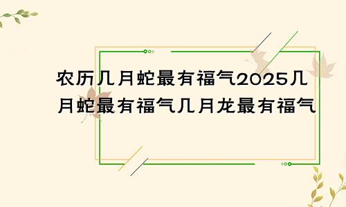 农历几月蛇最有福气2025几月蛇最有福气几月龙最有福气