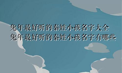 兔年最好听的秦姓小孩名字大全兔年最好听的秦姓小孩名字有哪些