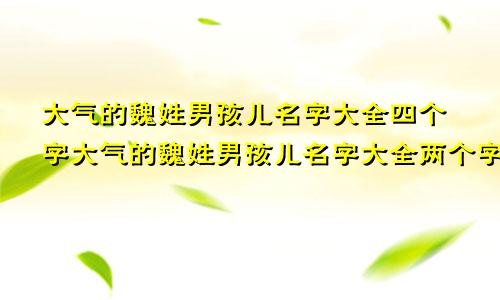 大气的魏姓男孩儿名字大全四个字大气的魏姓男孩儿名字大全两个字