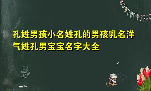 孔姓男孩小名姓孔的男孩乳名洋气姓孔男宝宝名字大全