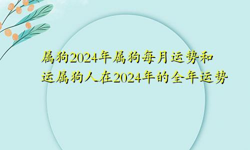 属狗2024年属狗每月运势和运属狗人在2024年的全年运势