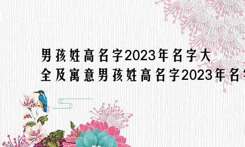 男孩姓高名字2023年名字大全及寓意男孩姓高名字2023年名字大全集