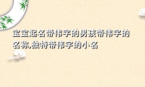 宝宝起名带伟字的男孩带伟字的名称,独特带伟字的小名