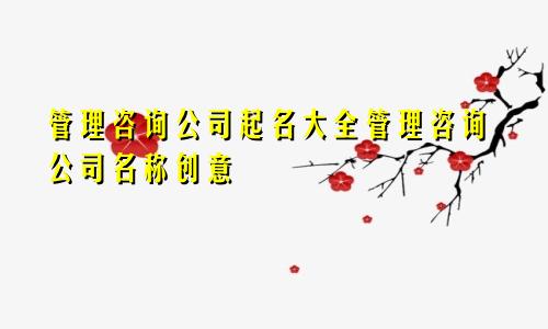 管理咨询公司起名大全管理咨询公司名称创意