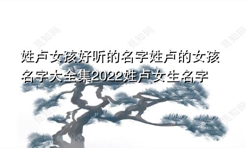 姓卢女孩好听的名字姓卢的女孩名字大全集2022姓卢女生名字