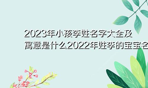 2023年小孩李姓名字大全及寓意是什么2022年姓李的宝宝名字