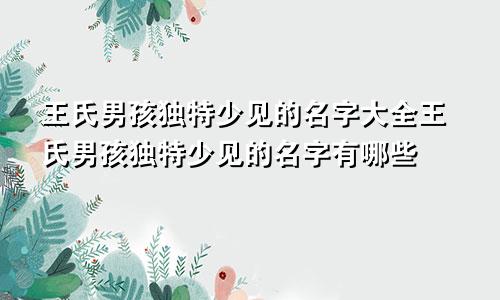 王氏男孩独特少见的名字大全王氏男孩独特少见的名字有哪些