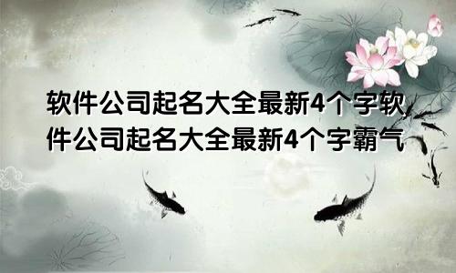 软件公司起名大全最新4个字软件公司起名大全最新4个字霸气