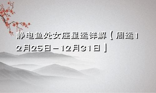 静电鱼处女座星运详解【周运12月25日-12月31日】