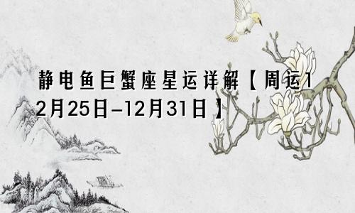 静电鱼巨蟹座星运详解【周运12月25日-12月31日】