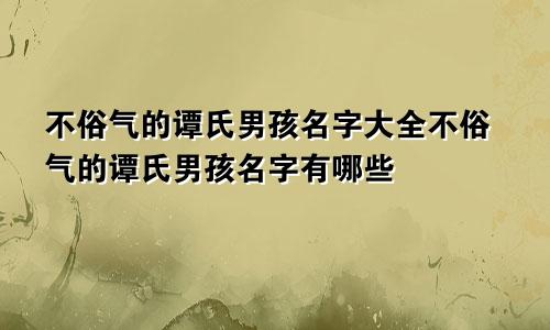 不俗气的谭氏男孩名字大全不俗气的谭氏男孩名字有哪些