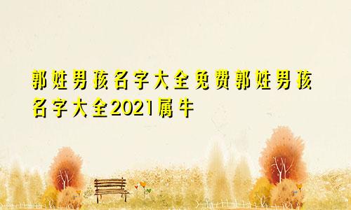 郭姓男孩名字大全免费郭姓男孩名字大全2021属牛