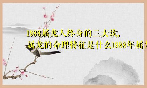 1988属龙人终身的三大坎,属龙的命理特征是什么1988年属龙人一生三大劫难