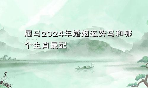 属马2024年婚姻运势马和哪个生肖最配