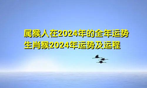 属猴人在2024年的全年运势生肖猴2024年运势及运程