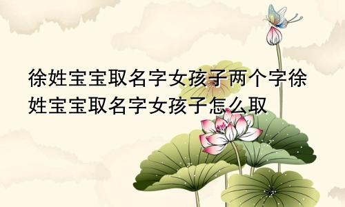 徐姓宝宝取名字女孩子两个字徐姓宝宝取名字女孩子怎么取