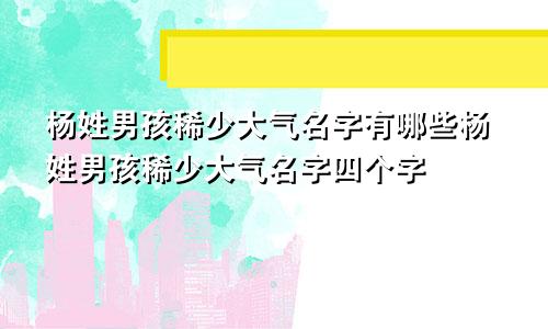 杨姓男孩稀少大气名字有哪些杨姓男孩稀少大气名字四个字